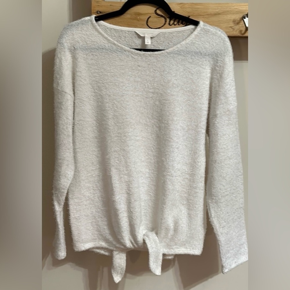 LC Lauren Conrad White Fuzzy Sweater. 
Size Large